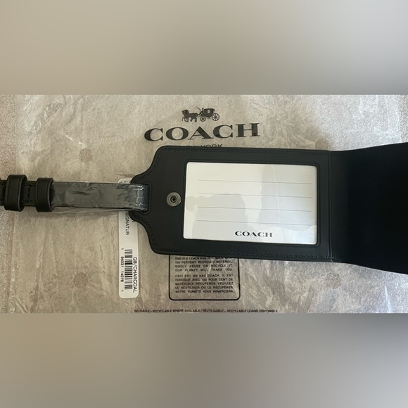COACH Luggage Tag Signature Canvas Gunmetal Charcoal Monogram Print Bag - Picture 7 of 7